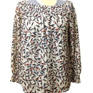 Joy Joy Off the Shoulder Ivory Feather Graphic Blouse